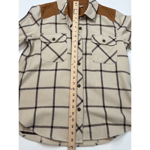 Faherty Daly Shirt Olivia Plaid Women’s Medium Flannel Tan Beige Button Up - Picture 11 of 16